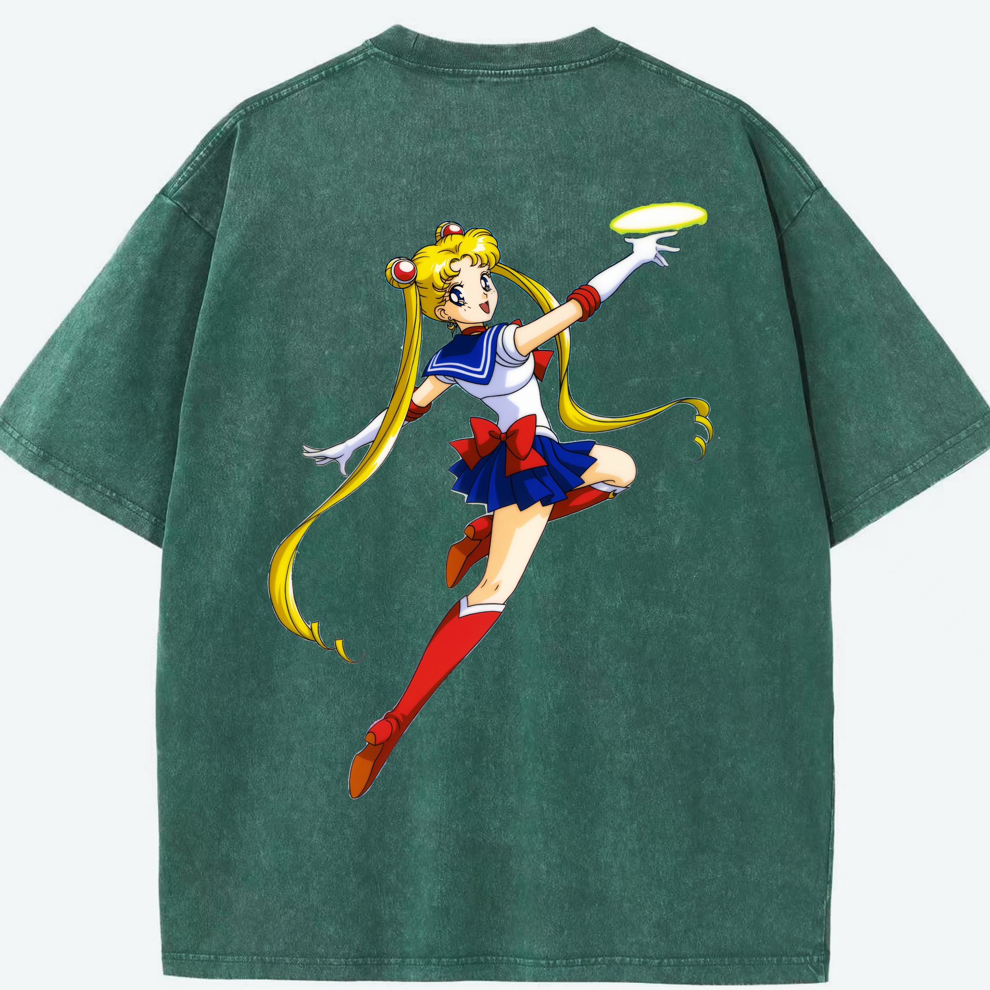 （画像用） 美少女戦士セーラームーン 月野 うさぎ つきの うさぎ Sailor Moon Tsukino Usagi 綿100% ヴィンテージ風 半袖Tシャツ（背面プリント）